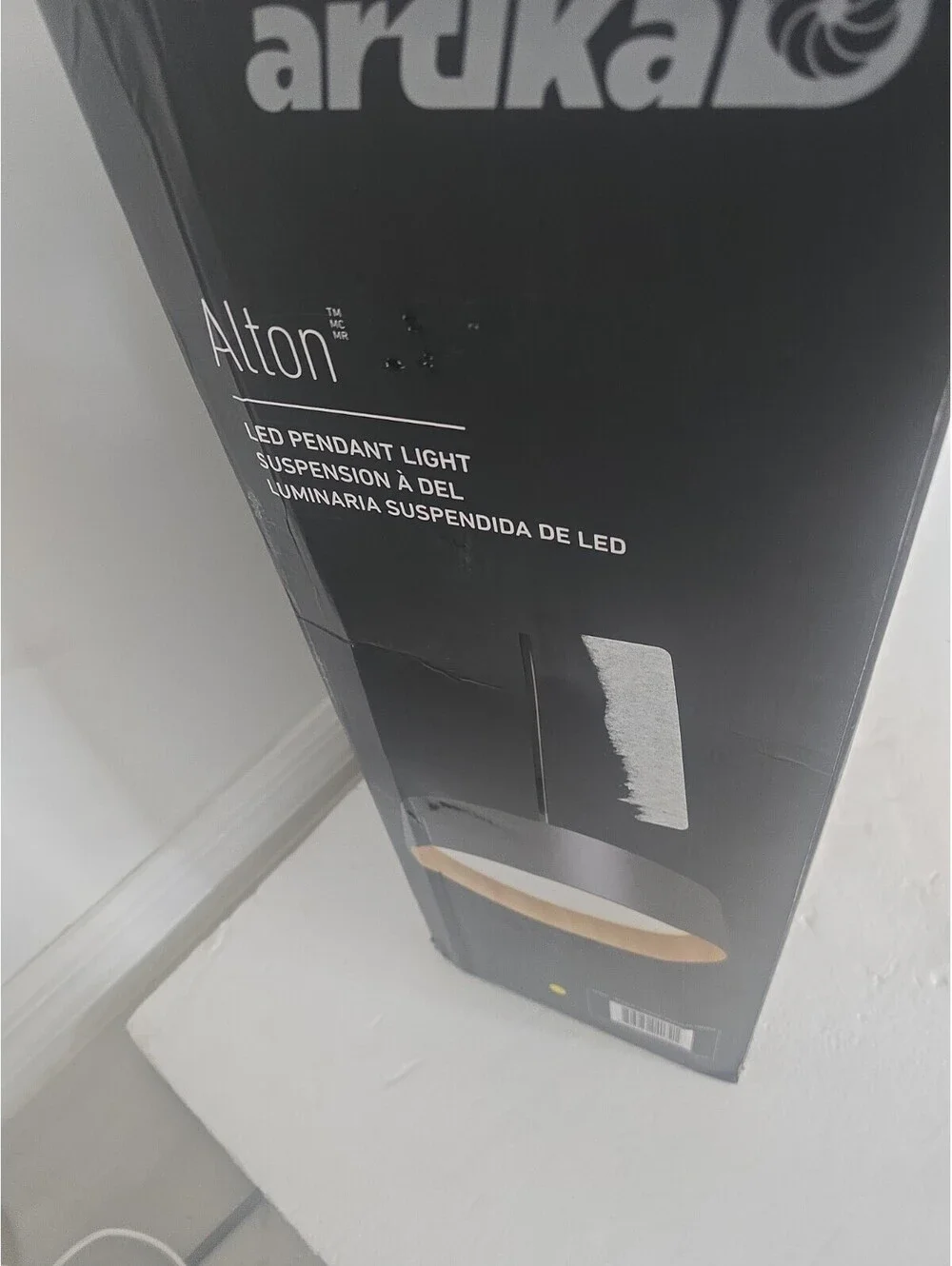 Artika Alton 43W 1-Light Black Integrated LED Drum Hanging Island Pendant Light